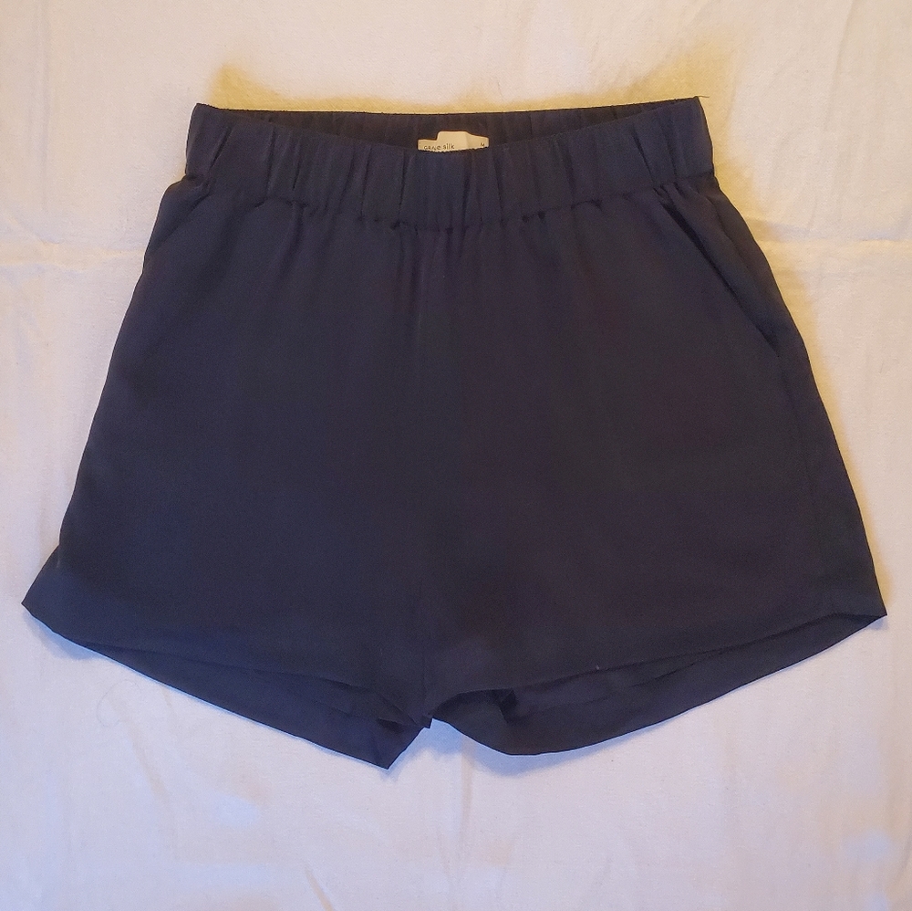 Grana Black Washed Silk Shorts Size Medium